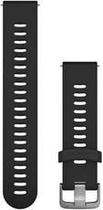 Cinturino Garmin Forerunner 645, in silicone, nero, fibbia argento