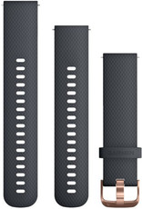 Cinturino Garmin Quick Release 20mm, in silicone, blu grafite, fibbia oro rosa (Venu, Venu Sq, Venu 2 plus, ecc.) + parte estesa