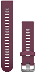 Cinturino Garmin Quick Release 20mm, in silicone, bordeaux, fibbia argento (Venu, Venu Sq, Venu 2 plus, ecc.)