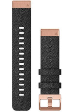 Cinturino Garmin QuickFit 20mm, in nylon, nero, fibbia oro rosa (Fenix 7S/6S/5S)