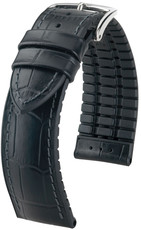 Cinturino nero Hirsch Paul XL 0925028250-2 (pelle di vitello / gomma naturale)