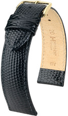 Cinturino in pelle Hirsch Rainbow M 12302650OE 1, nero, pelle di vitello, open end (per perni fissi), lunghezza M
