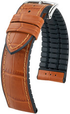 cinturino in pelle Hirsch Paul M 0925028175-2, marrone, vitello/caucciù naturale, lunghezza M, Quick Release