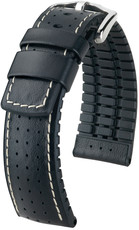 Cinturino nero Hirsch Tiger L 0915075050-2 (pelle di vitello / gomma naturale)