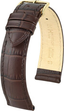 Cinturino in pelle Hirsch Duke L 01028010OE-1, marrone, pelle di vitello, open end (per perni fissi), lunghezza L, Quick Release