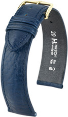 Cinturino in pelle blu scuro Hirsch Camelgrain M 01009180-1 (pelle di vitello)