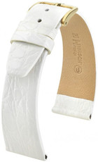 Cinturino in pelle Hirsch Prestige L 02208000-1, bianco, pelle di coccodrillo, lunghezza L, Quick Release