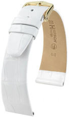 Cinturino in pelle Hirsch Prestige M 02307100-1, bianco, pelle di alligatore, lunghezza M, Quick Release