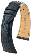 Cinturino in pelle Hirsch Regent L 04107059-2, nero, pelle di alligatore, lunghezza L, Quick Release