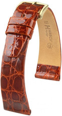 Cinturino in pelle Hirsch Prestige M 02208170-1, marrone, pelle di coccodrillo, lunghezza M, Quick Release