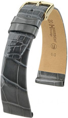 Cinturino in pelle Hirsch Prestige M 02307130-1, grigio, pelle di alligatore, lunghezza M, Quick Release