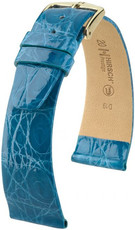 Cinturino in pelle Hirsch Prestige M 02308183-1, blu, pelle di coccodrillo, lunghezza M, Quick Release