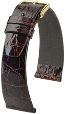 Cinturino in pelle marrone scuro Hirsch Prestige L 02208010-1 (pelle di coccodrillo)