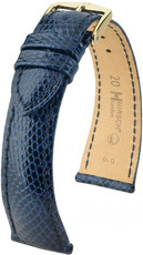 Cinturino in pelle Hirsch London L 04266080-1, blu, pelle di lucertola, lunghezza L, Quick Release