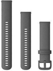 Cinturino Garmin Quick Release 20mm, in silicone, grigio, fibbia nera (Venu, Venu Sq, Venu 2 plus, ecc.) + parte estesa