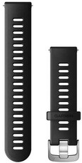 Cinturino Garmin Quick Release 20mm, in silicone, nero, fibbia argento (Venu, Venu Sq, Venu 2 plus, ecc.)