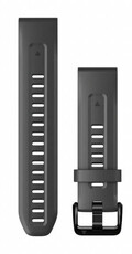 Cinturino Garmin QuickFit 20mm, in silicone, grigio grafite, fibbia nera (Fenix 7S/6S/5S)