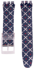 Cinturino da donna in plastica blu con motivo colorato C1 per orologi Swatch 19mm