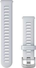Cinturino Garmin Quick Release 18mm, in silicone, bianco, fibbia argento opaco (Venu 2S, Vívoactive 4S, Vívomove 3S)