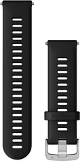 Cinturino Garmin Quick Release 22mm, in silicone, nero, fibbia argento (Venu, Forerunner 255, Vívoactive 4, ecc.)