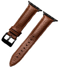 Cinturino per Apple Watch, in pelle, marrone, fibbia nera (cassa 42/44/45mm)