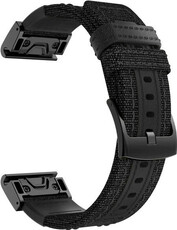 Cinturino QuickFit 22mm, nylon, nero, fibbia nera (Garmin Fenix 7/6/5, Epix 2, MARQ, ecc.)