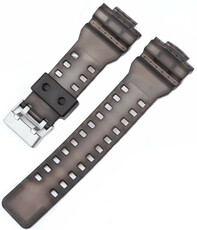Cinturino per Casio G-Shock, in plastica, nero, fibbia argento (per i modelli GA-100, GA-110, GD-120, GLS-100)