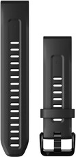 Cinturino Garmin QuickFit 20mm, in silicone, nero, fibbia nera (Fenix 7S/6S/5S)