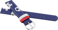 Cinturino in pelle per bambini 14 mm, blu scuro, fibbia argento (con motivo del calcio)