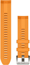 Cinturino Garmin Quickfit 22mm, in silicone, arancione, fibbia argento (MARQ)