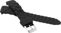 Cinturino in silicone per bambini 18 mm, nero, fibbia argento