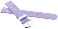 Cinturino in pelle per bambini 15 mm, viola, fibbia argento (con motivi di cuore)