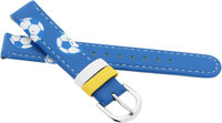 Cinturino in pelle per bambini 14mm, blu, fibbia argento (con motivo di calcio)
