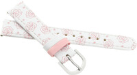 Cinturino in pelle per bambini 16mm, bianco, fibbia argento (motivo di rosa)