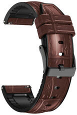 Cinturino Quick Release 22mm, in pelle, marrone, fibbia nera (Garmin Venu, Forerunner 255, Vívoactive 4, ecc.)