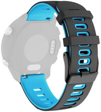 Cinturino Quick Release 22mm, in silicone, blu-nero, fibbia nera (Garmin Venu, Forerunner 255, Vívoactive 4, ecc.)
