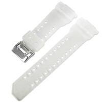 Cinturino per Casio G-Shock, in plastica, bianco trasparente, fibbia argento (per i modelli GA-100, GA-110, GD-120, GLS-100)
