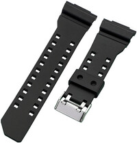 Cinturino per Casio G-Shock, in plastica, nero opaco, fibbia argento (per i modelli GA-100, GA-110, GD-120, GLS-100)