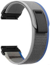 Cinturino QuickFit 22mm, in nylon, blu-grigio, velcro (Garmin Fenix 7/6/5, Epix 2, MARQ 2, ecc.)