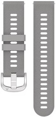 Cinturino Quick Release 18mm, in silicone, grigio chiaro, fibbia argento (Garmin Venu 2S, Vívoactive 4S, Forerunner 265S, Venu 3S, ecc.)