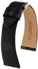 Cinturino in pelle Hirsch Lizard M 01866150-1, nero, pelle di lucertola