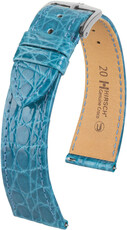 Cinturino in pelle Hirsch Genuine Croco 18900883-2, blu, pelle di coccodrillo, Quick Release