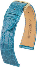 Cinturino in pelle Hirsch Genuine Croco 18900883-7, blu, pelle di coccodrillo, Quick Release