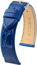 Cinturino in pelle Hirsch Genuine Croco 18900885-2, blu, pelle di coccodrillo, Quick Release
