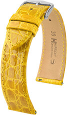 Cinturino in pelle Hirsch Genuine Croco L 18920872-2, giallo, pelle di coccodrillo, lunghezza L, sgancio rapido