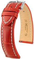 Cinturino in pelle Hirsch Capitano L 04807029-2, rosso, pelle di alligatore, lunghezza L, sgancio rapido