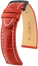 Cinturino in pelle Hirsch Capitano L 04807029-5, rosso, pelle di alligatore, lunghezza L, sgancio rapido