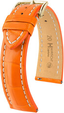 Cinturino in pelle Hirsch Capitano L 04807076-1, arancione, pelle di alligatore, lunghezza L, sgancio rapido
