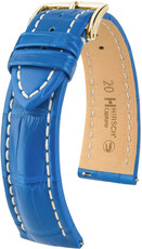 Cinturino in pelle Hirsch Capitano L 04807085-1, blu, pelle di alligatore, lunghezza L, sgancio rapido