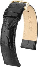 Cinturino in pelle Hirsch Crocograin 12302850NQ-1, nero, pelle di vitello